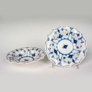 Pair of Royal Copenhagen Bon Bon Dishes, Blue Fluted Plain