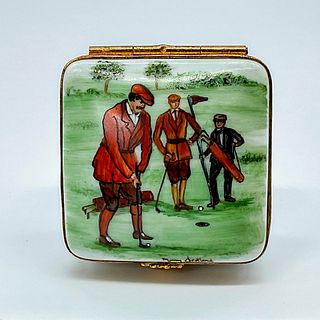 Limoges Porcelain Hand Painted Box Scotland Yard Golf Theme