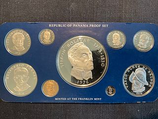 Republic of Panama 1976 9-coin Proof Set with COA