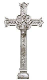FRENCH PAINTED CAST IRON MARIAN CROSS