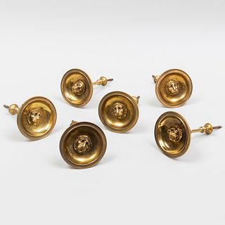 Set of Six Empire Style Brass Curtain Tie-Backs