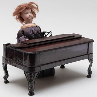 Cast Metal and Wood Automaton Piano and Player 