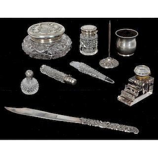 Sterling and Glass Dresser and Desk Accessories