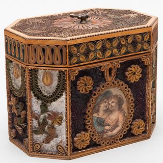 George III Rolled Paper and Crushed Glass Tea Caddy 