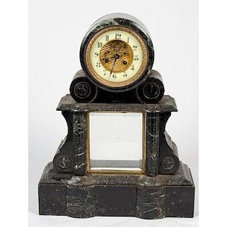 French Black Slate Mantel Clock