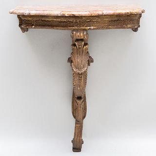Régence Giltwood Console Table with Marble Top 