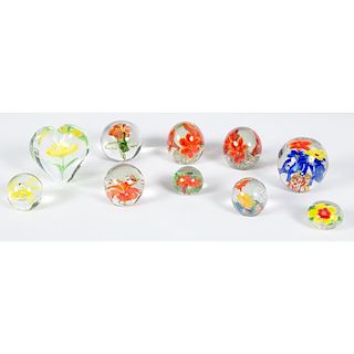 Glass Floral Paperweights