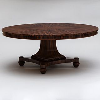 Regency Style Zebrawood Circular Dining Table, Modern