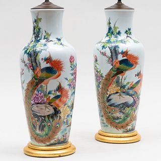 Pair of Chinese Porcelain Vases Mounted as Lamps  