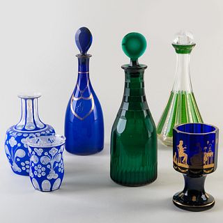 Group of English Colored Glass Drinkware