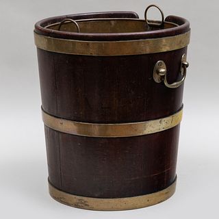 George III Mahogany and Brass-Bound Peat Bucket