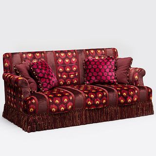 Silk Velvet Upholstered Sofa, in the Ottoman Taste, Designed by Ann Getty & Associates