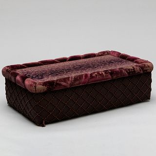 Purple Velvet and Leopard Upholstered Rope-Tied Ottoman, Designed by Ann Getty & Associates