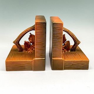 Roseville Pottery Pair of Bookends, Bushberry Brown