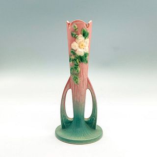 Roseville Pottery Bud Vase, White Rose