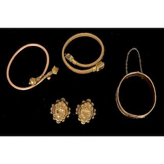Victorian Bracelets and Earrings in Base Metal