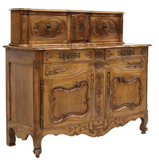 FRENCH PROVINCIAL CARVED WALNUT SIDEBOARD