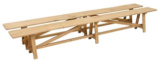 (2) RUSTIC FRENCH PROVINCIAL TRESTLE BENCHES 118"L