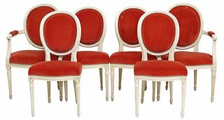 (6) FRENCH LOUIS XV STYLE SIDE CHAIRS & ARMCHAIRS