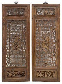 (2) CHINESE CARVED WOOD WALL-HANGING PANELS