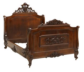 FRENCH LOUIS XV STYLE CARVED BED