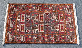 HAND-TIED TRIBAL ESTATE RUG, 4'10" X 3'4"