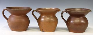 (5) FRENCH PROVINCIAL STONEWARE PITCHERS JUGS