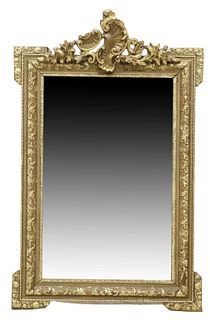 FRENCH LOUIS XV STYLE GILT PAINTED BEVELED MIRROR