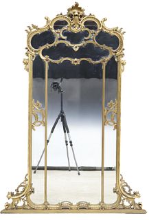 FRENCH LOUIS XV STYLE GILTWOOD OVERMANTEL MIRROR