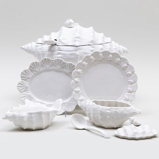 Italian White Glazed Porcelain Part Service