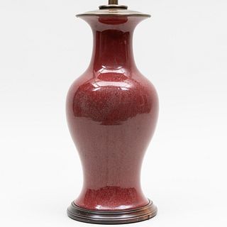 Chinese Copper Red Glazed Vase Mounted as a Lamp