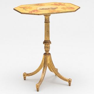 Late George III Painted, Découpage and Giltwood Tripod Table