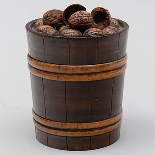 Tromp L'oeil Tobacco Jar in the Form of a Barrel of Walnuts