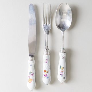 Cardeilhac Silver and Porcelain-Mounted Flatware Service
