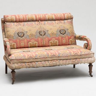 Napoleon III Style Brocade Upholstered Settee