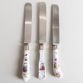 Set of Six St. Cloud Porcelain Handle Dinner Knives