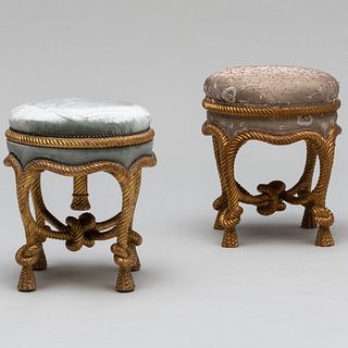 Napoleon III Giltwood and Gilt-Metal Rope Twist Tabouret, With a Later Copy