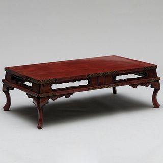 Modern Red and Black Lacquer and Parcel-Gilt Low Table