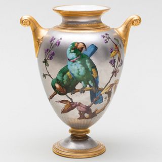 French Narcisse Vivien Platinum Ground Porcelain Vase