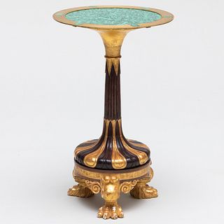 Regency Style Gilt-Bronze-Mounted Malachite, Mahogany and Parcel-Gilt Side Table
