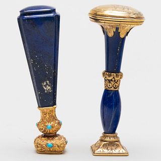Two Gold-Mounted Lapis Seals