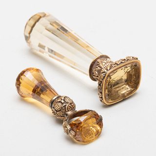 Two Gold-Mounted Cut Glass Seals