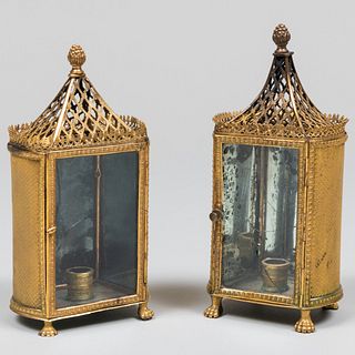 Two Similar Ormolu and Mirrored Chamber Sticks