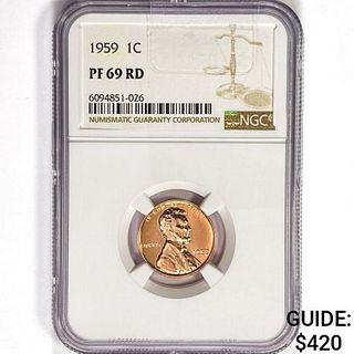 1959 Lincoln Memorial Cent NGC PF69 RD