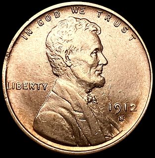 1912-S RED Wheat Cent CHOICE AU