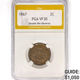 1867 Two Cent Piece PGA VF30 DDO
