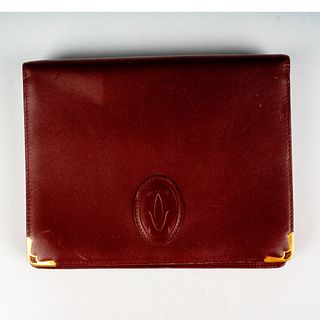 Authentic Must de Cartier Clutch Bag Burgundy Leather