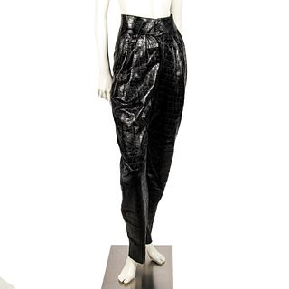 Vintage Lillie Rubin Black Leather High Wasted Pants, Size 2