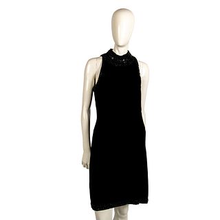 Badgley Mishka Black Beaded Velvet Evening Dress, Size 4