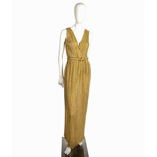 Vintage Gold Glitter Evening Dress